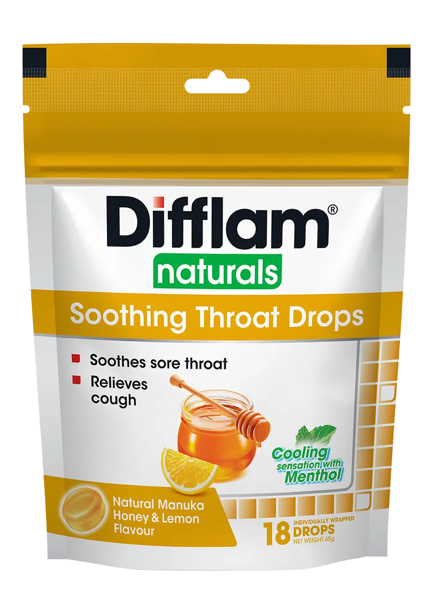 Difflam Naturals Soothing Throat Drops Natural Manuka Honey & Lemon Flavour